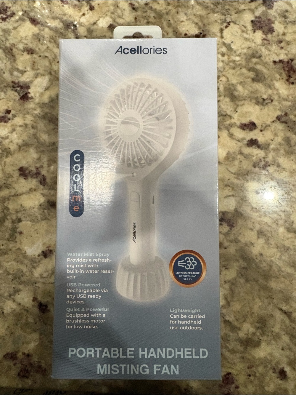 White Portable Handheld Misting Fan